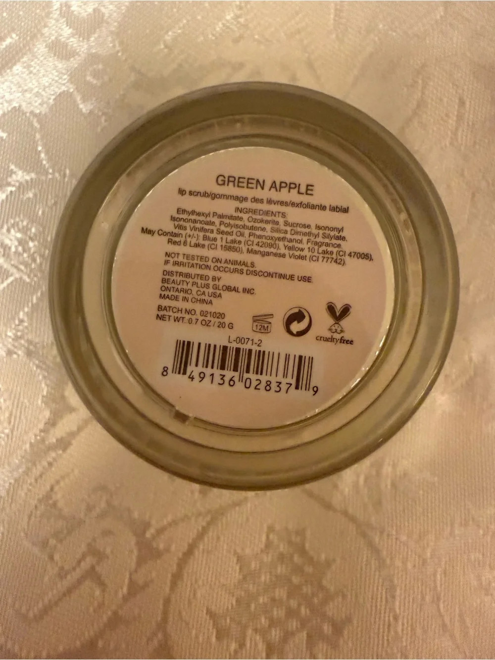 City Color Rock Candy Exfoliating Lip Scrub Green Apple Cruelty-Free 0.7 oz